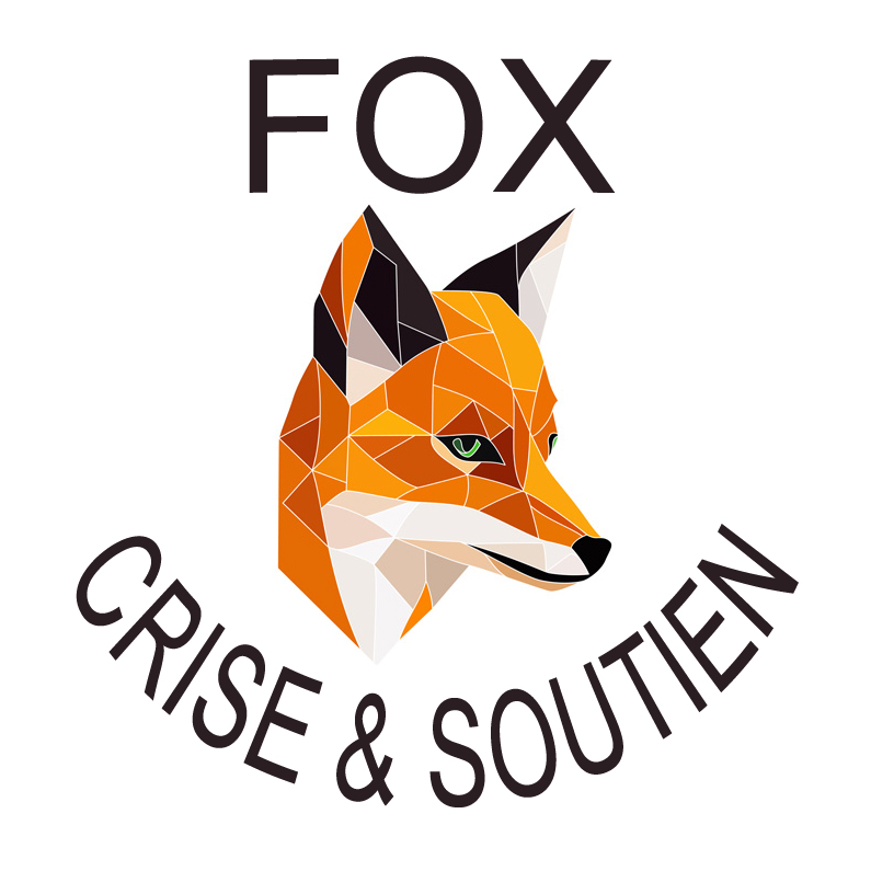 Fox logo design. Abstract colorful polygon fox head. Calm fox face.